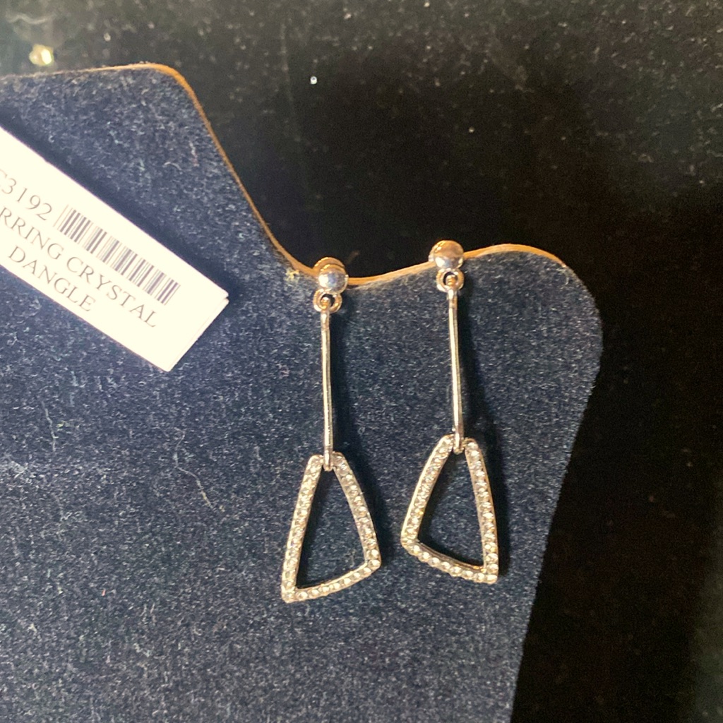 New Dangling Crystal Earrings Silver Tone Approximately 2 Inches Long 15$
